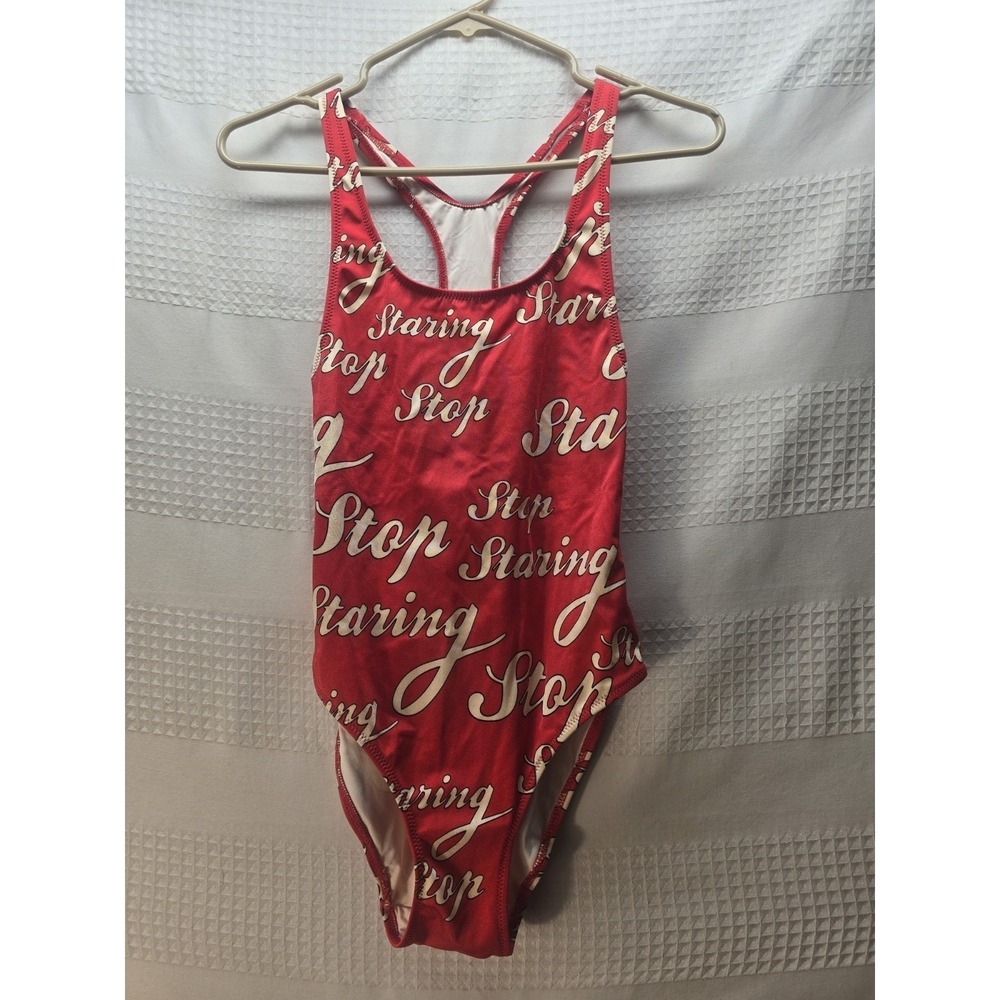 Cupshe One Piece Swimsuit Womens Medium Red Stop Staring Racerback